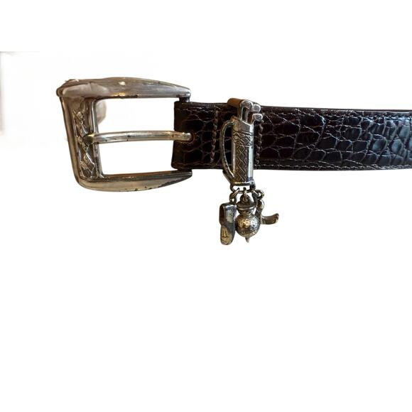 Vintage Brighton Belt Golfer Charm Detail Brown M - Picture 2 of 5